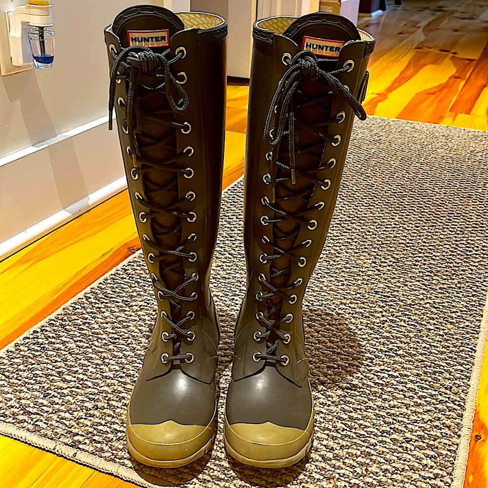hunter laced rare rain boots